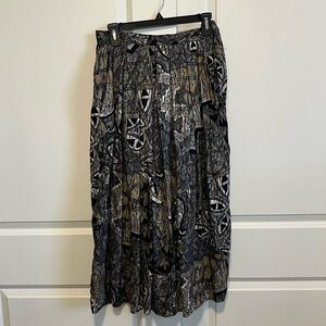 Rafaella Black and Tan Abstract Maxi Skirt